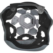 Black and gray Helmet Liner with hexagonal design on a white background