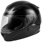 Black motorcycle helmet with clear visor on a transparent background