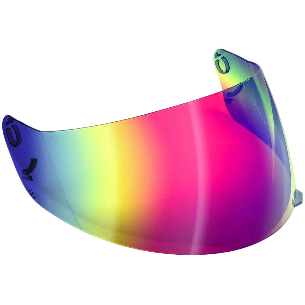 Multicolored reflective visor on a white background