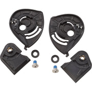 Set of black mechanical components on a white background