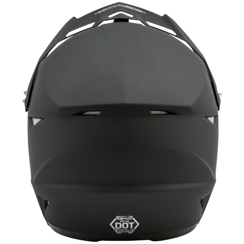 Black motorcycle helmet with a visible brand logo on a white background