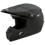 Black motocross helmet on a white background