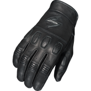 Black motorcycle glove with brand logo on a white background