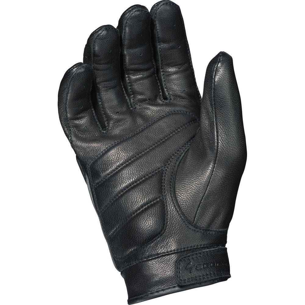 Black leather glove on a white background