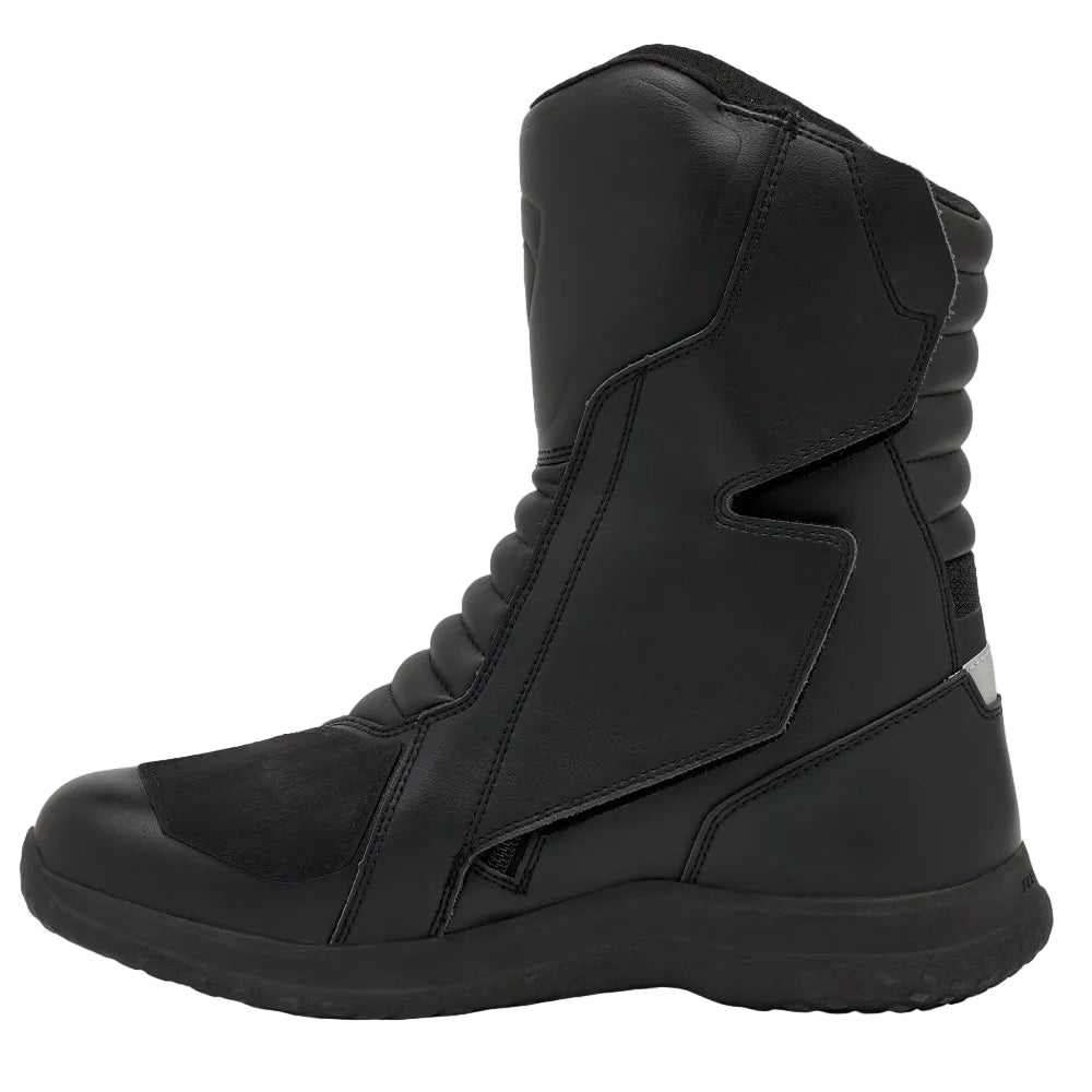 Black high-top sneaker on a light gray background
