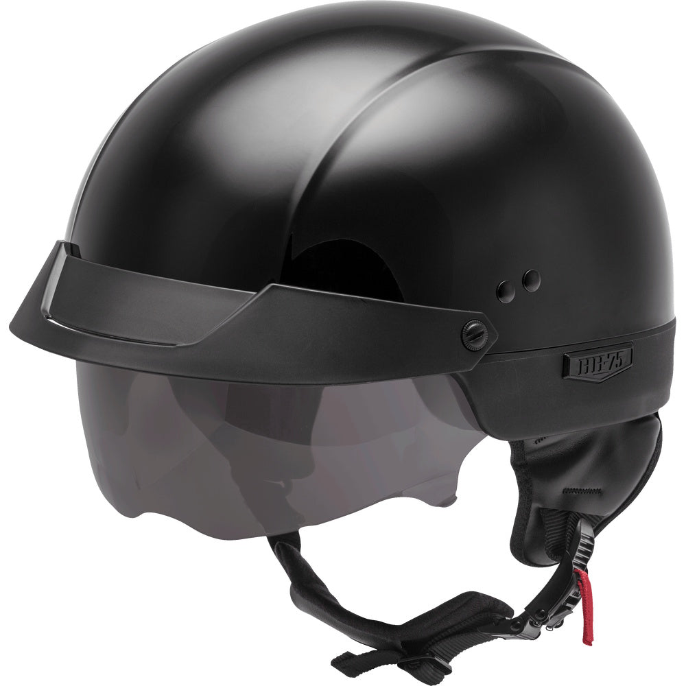 Black helmet with a visor on a transparent background