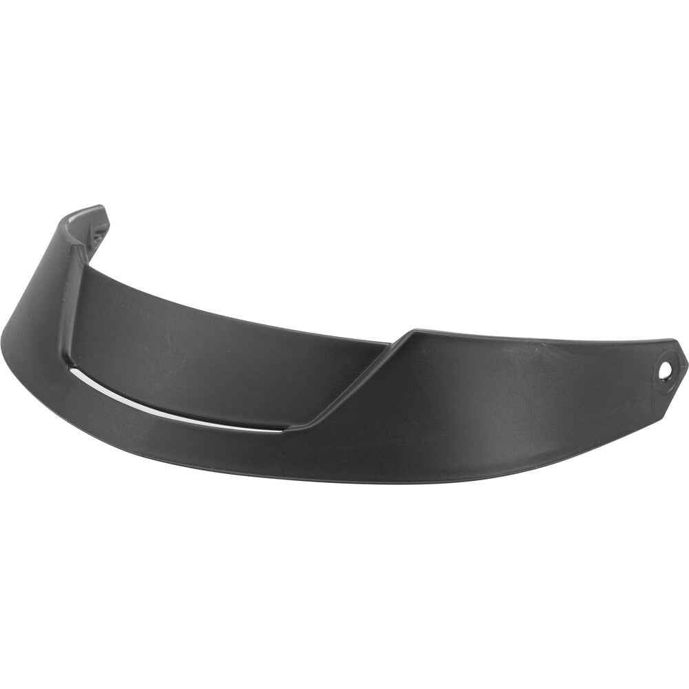 Black plastic Peak Visor for a half helmet on a white background