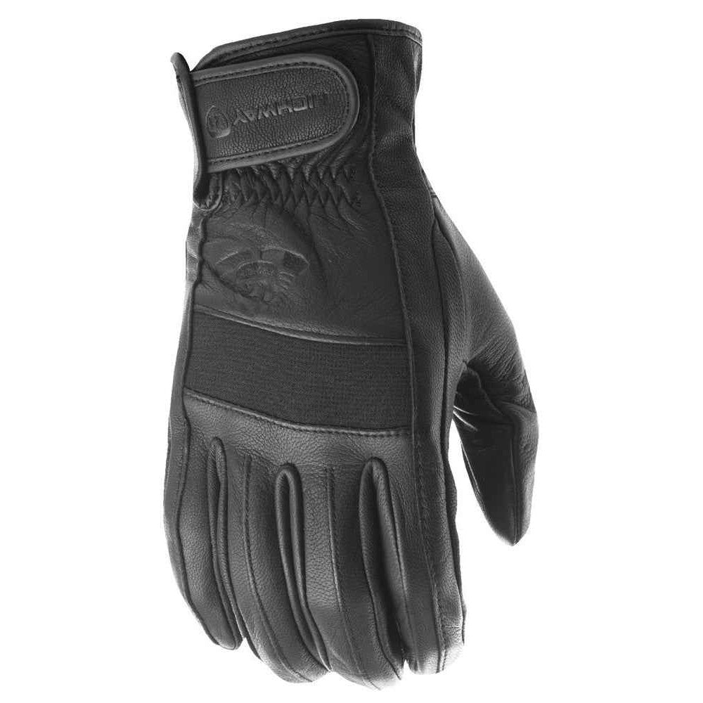 Black glove with brand logo on a white background