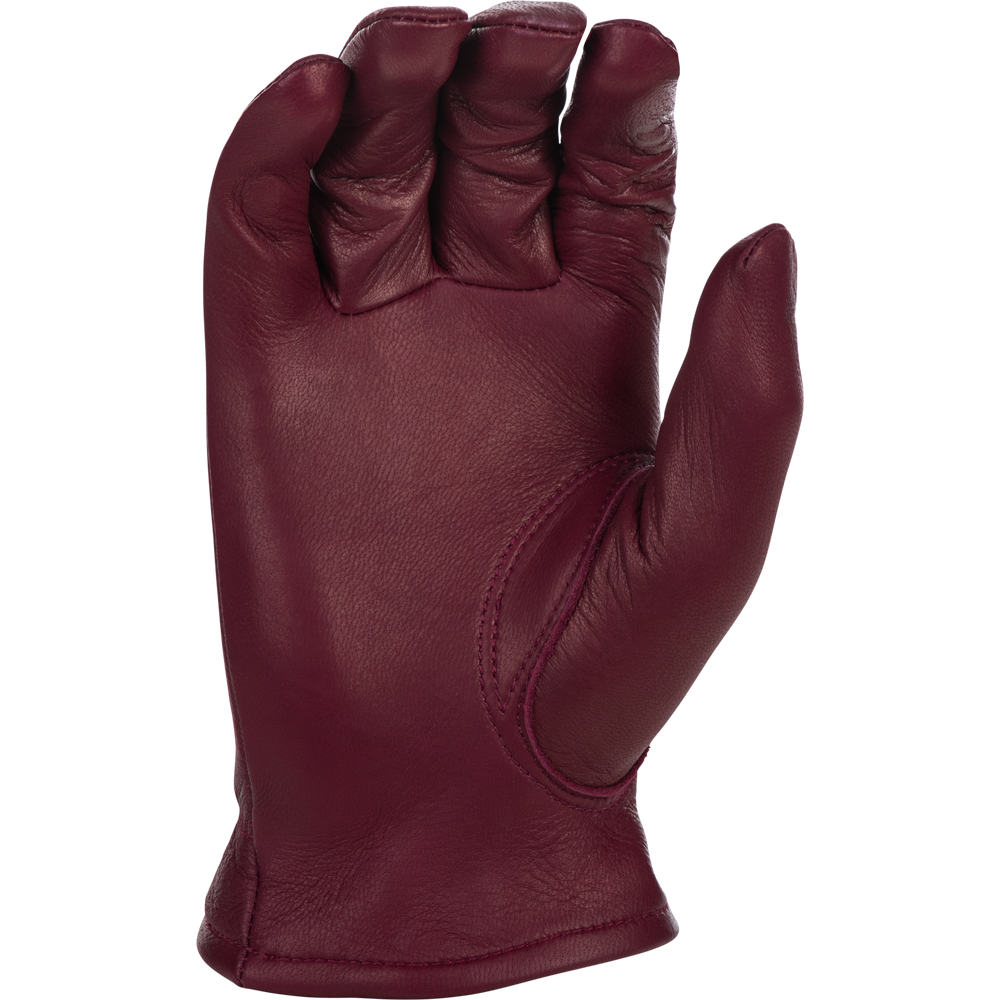 Maroon leather glove on a white background