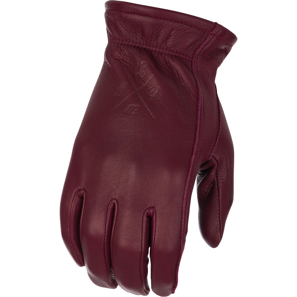 Maroon leather glove on a white background