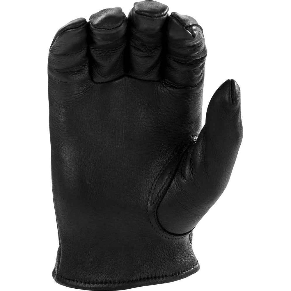 Black leather glove on a white background