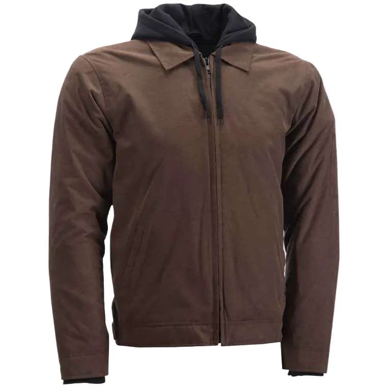 Brown jacket with a hood on a white background