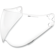 Clear motorcycle visor on a white background