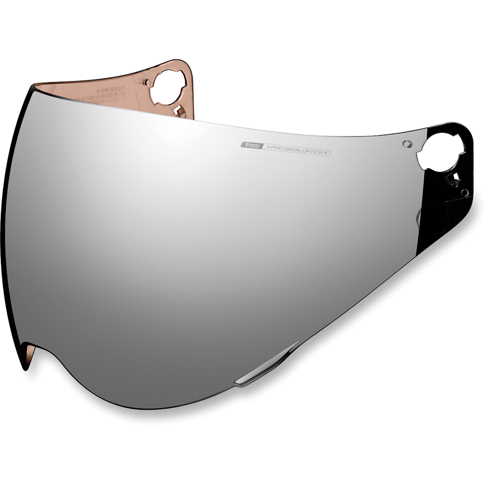 Silver motorcycle visor on a white background