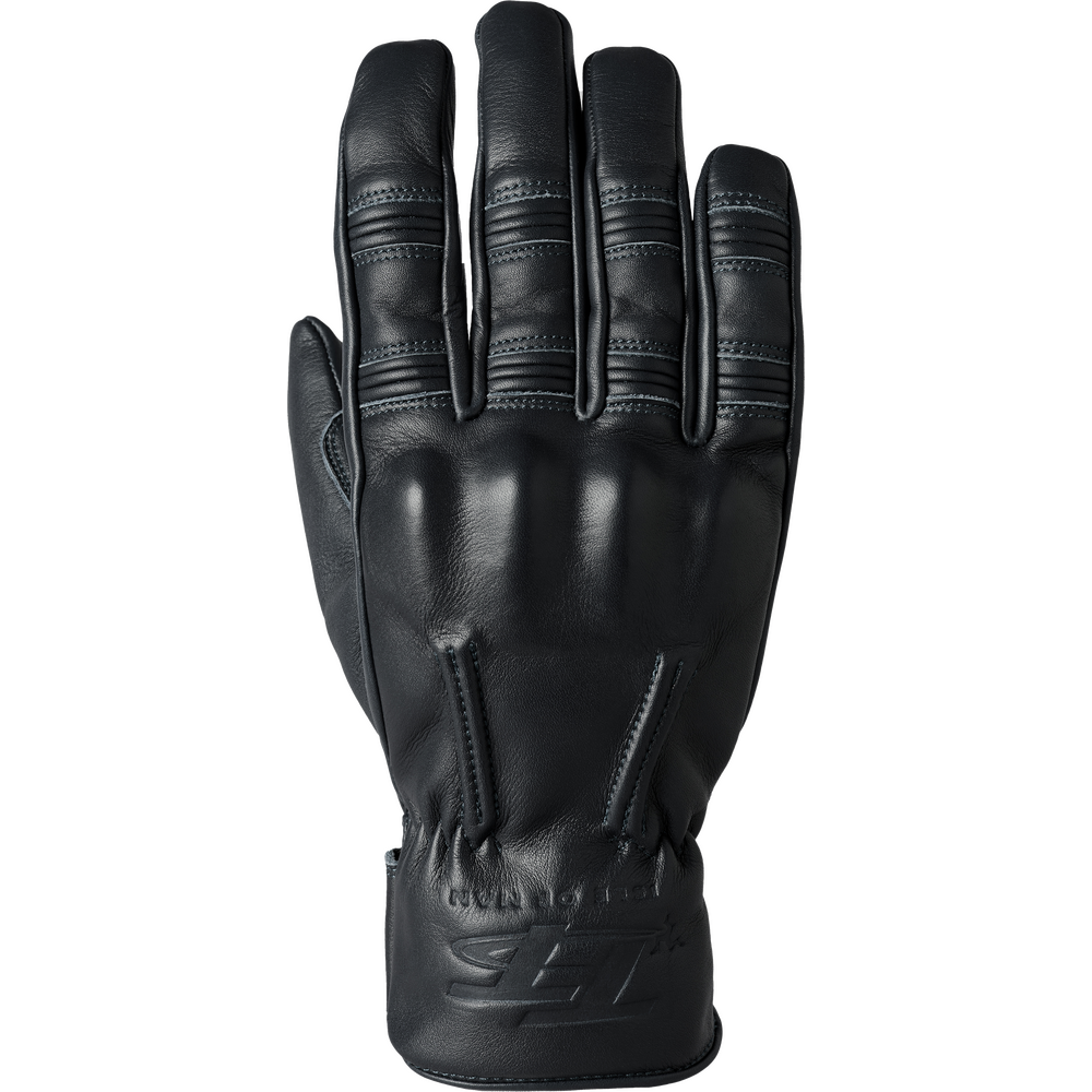 Black leather glove on a white background