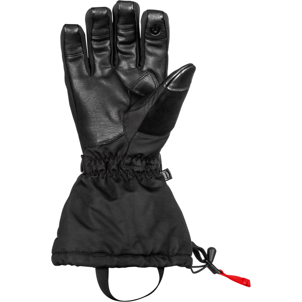Black glove with a drawstring on a white background