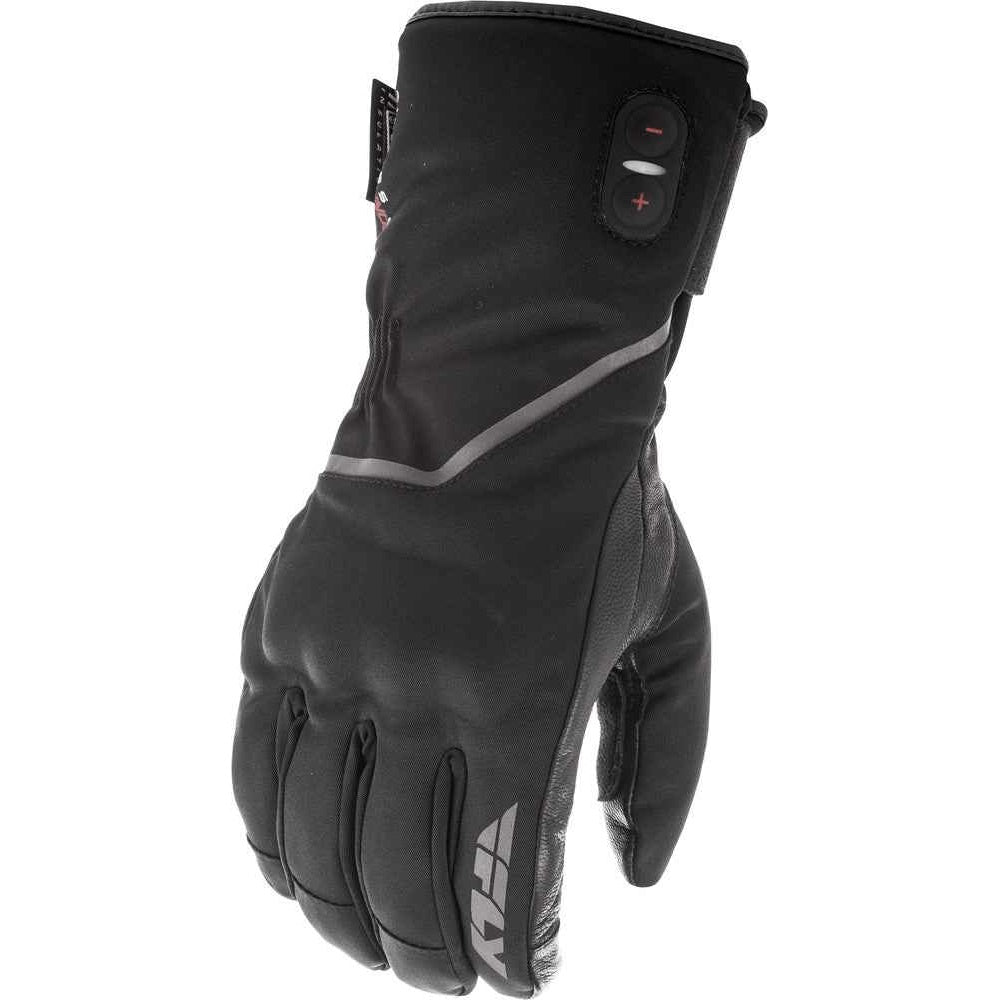 Black heated glove on a white background