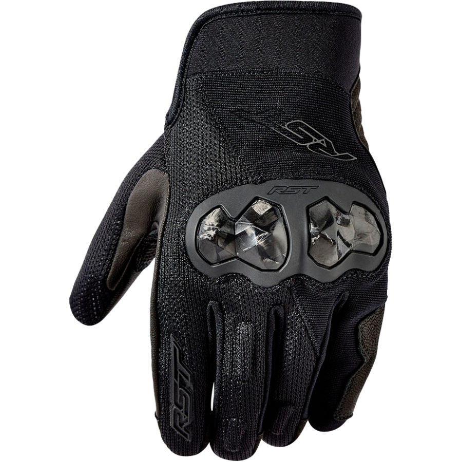 Black glove with reflective accents on a white background