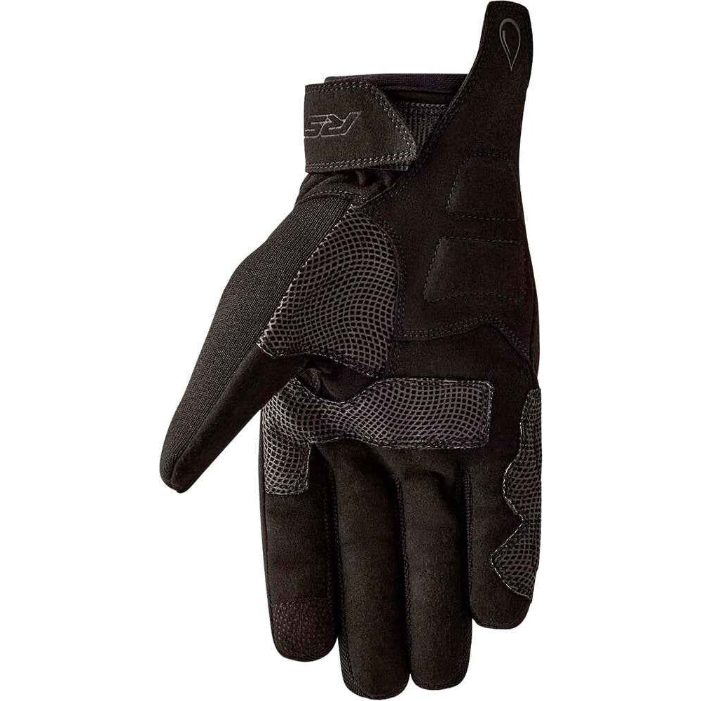 Black glove with textured palm on a white background