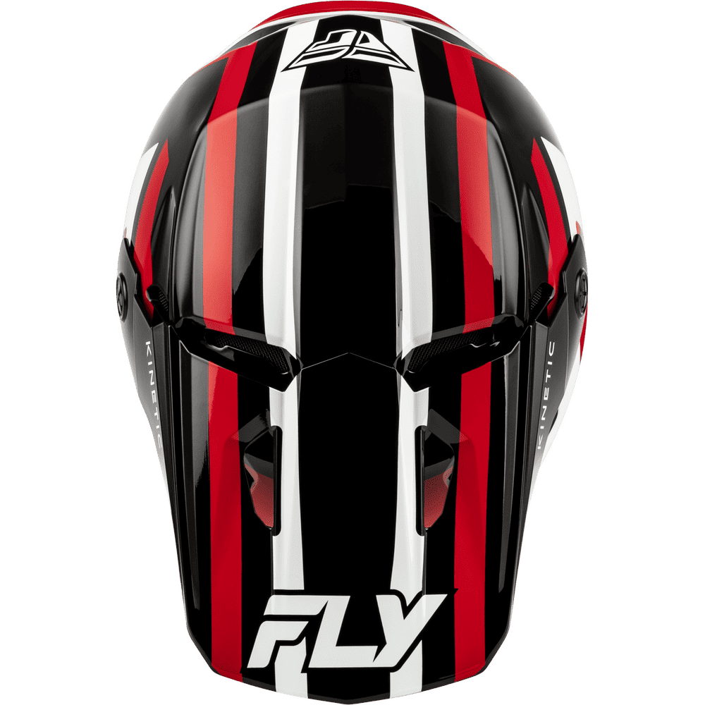 Top View of the Fly Racing Kinetic Sync Cold Weather Helmet red black and white