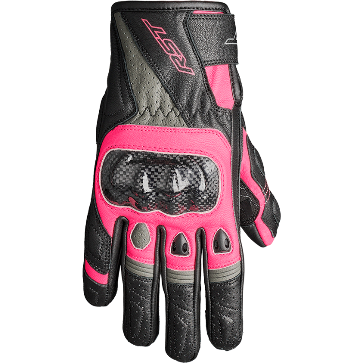 Black and pink glove with visible branding on a white background