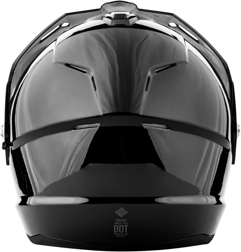 Black motorcycle helmet with clear visor on a white background