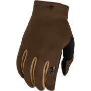 Brown glove with black palm area on a white background