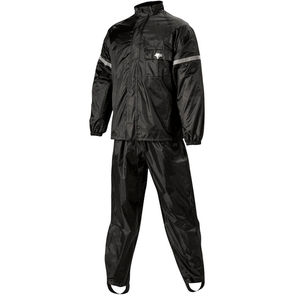 Black motorcycle 2-piece rain suit