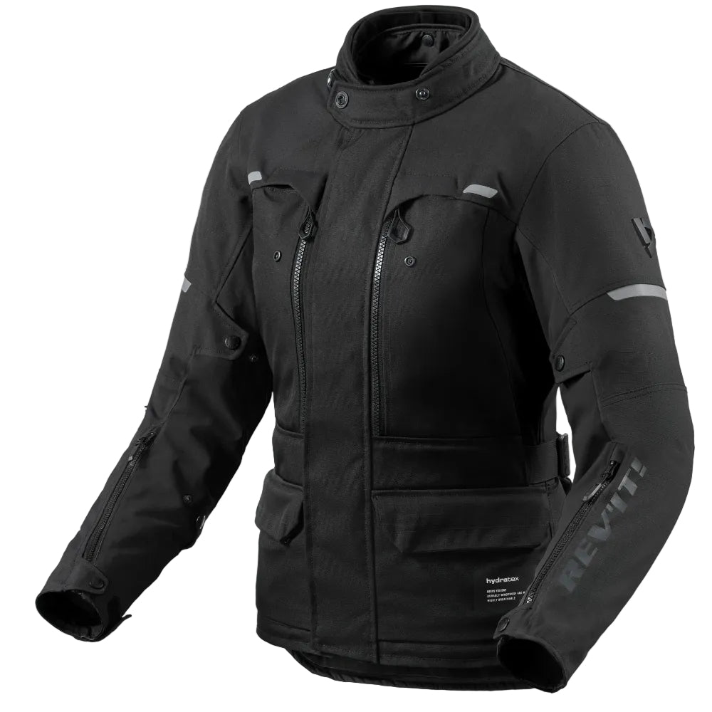 Black motorcycle jacket on a white background