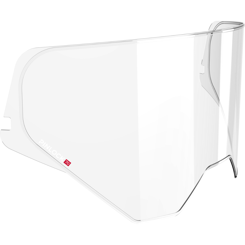 Clear face shield on a white background