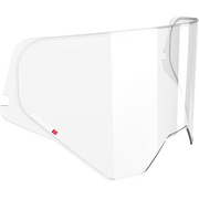 Clear face shield on a white background
