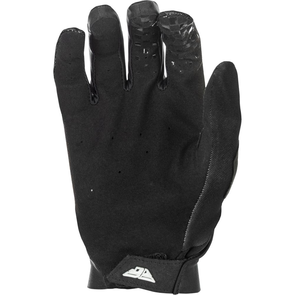 Black glove with a brand logo on a white background