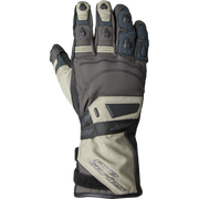 Gray and beige glove with brand logo on a white background