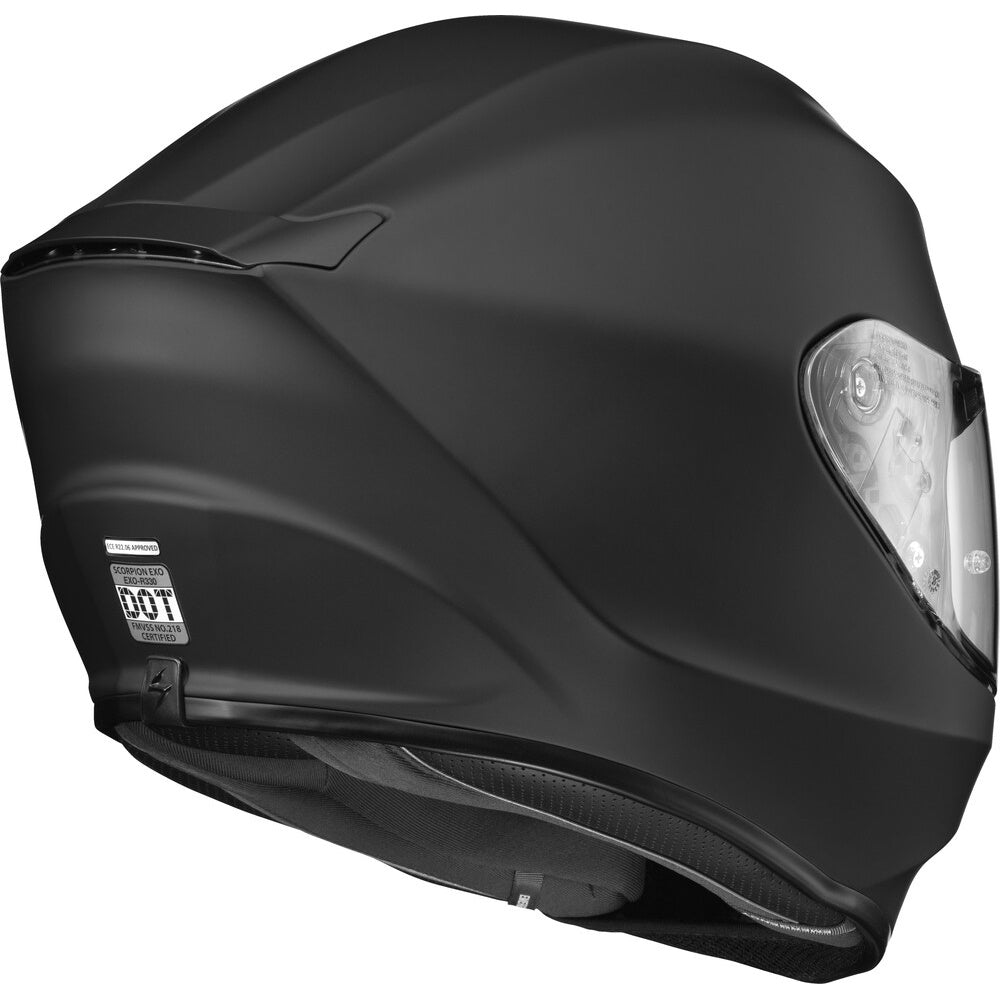 Black motorcycle helmet on a white background