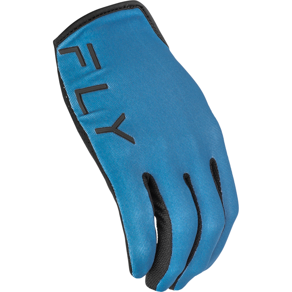 Blue glove with black accents on a white background
