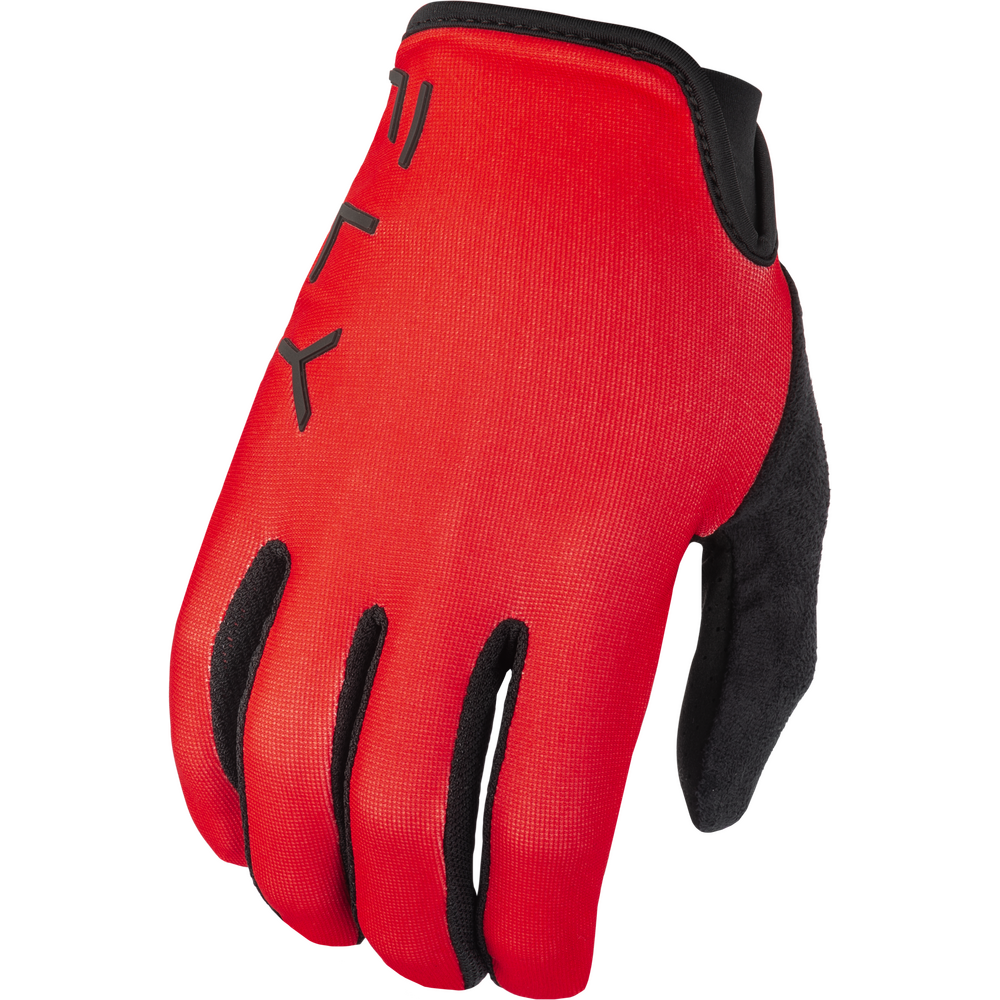 Red glove with black accents on a white background