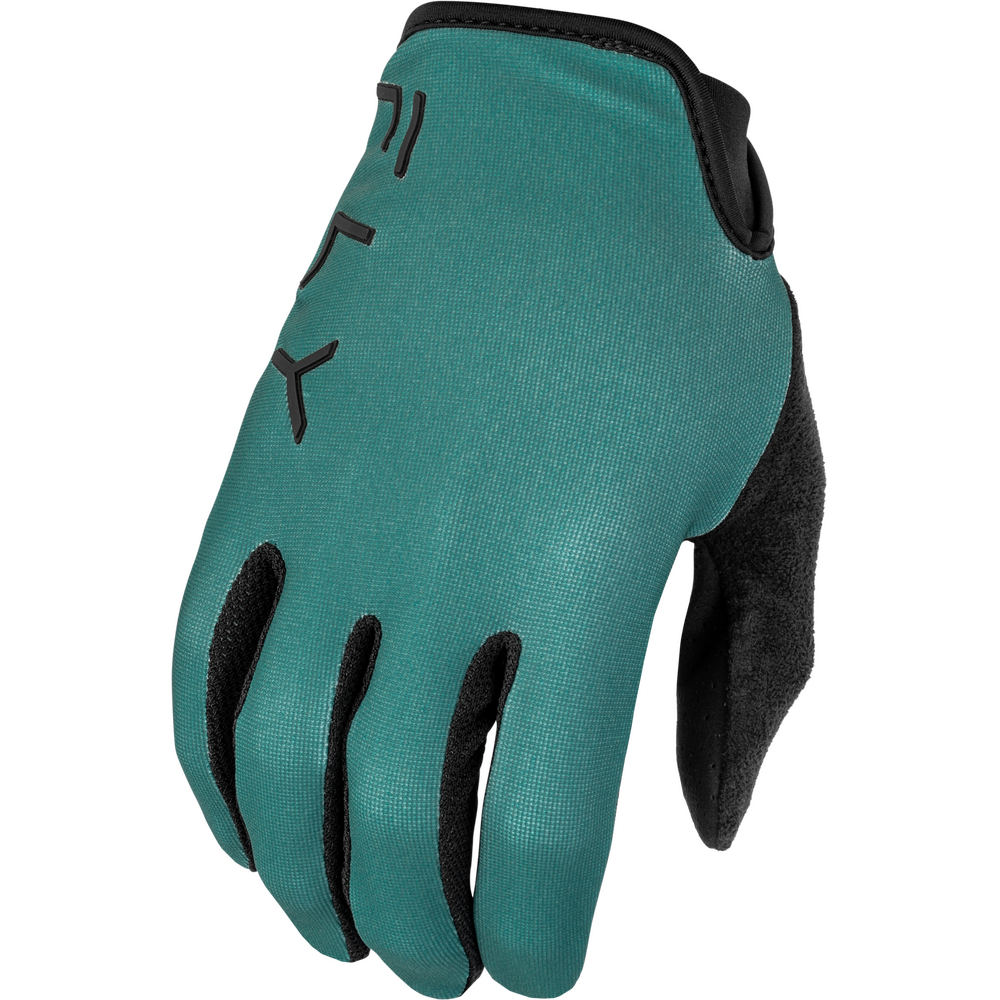 Teal and black glove on a white background