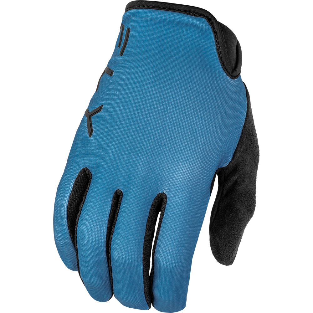 Blue glove with black accents on a white background