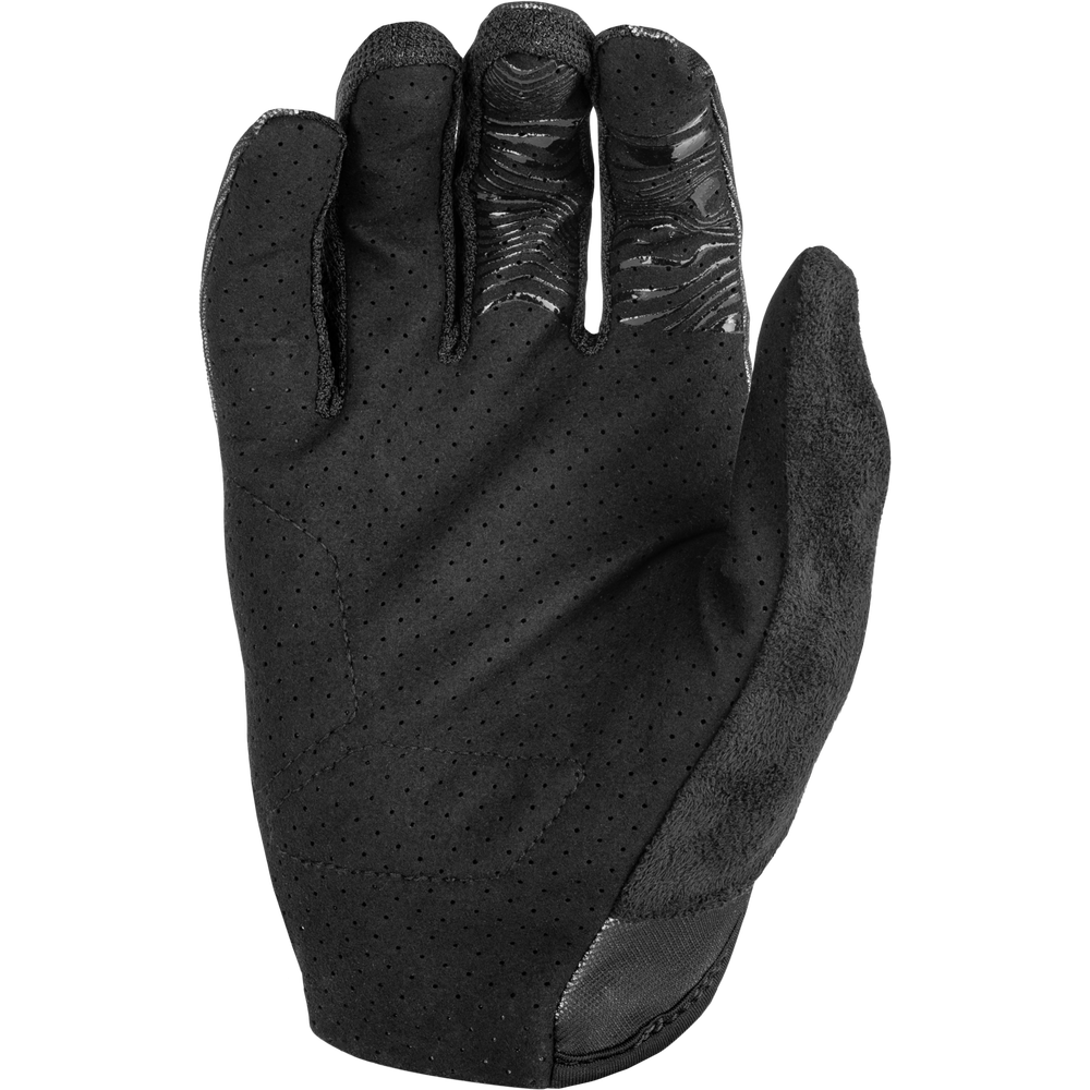 Black glove with textured palm on a white background