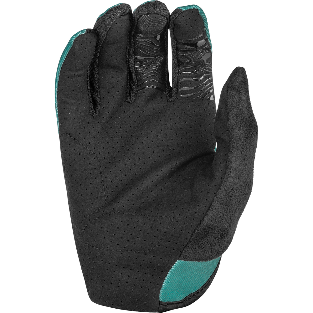 Black glove with teal accents on a white background