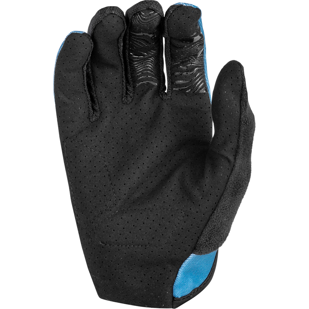 Black glove with blue accents on a white background