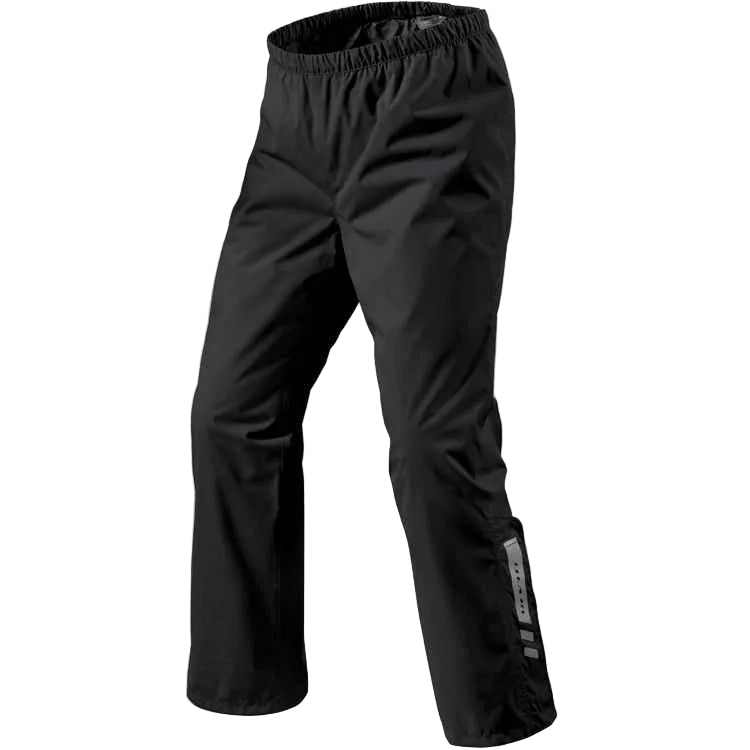 Black rain pants on a white background