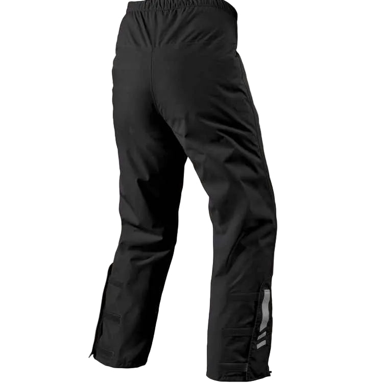 Black rain pants on a white background