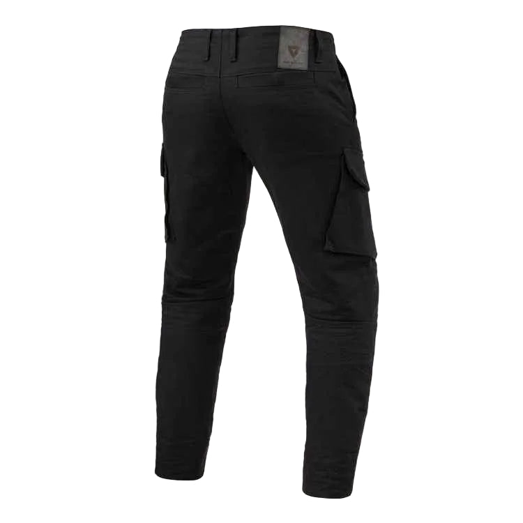 Black cargo pants on a white background