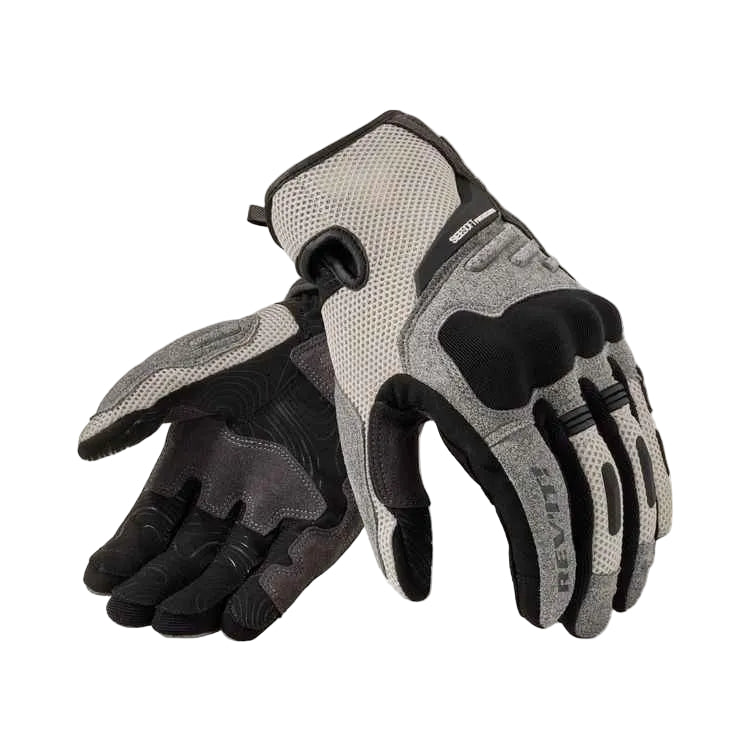 Pair of gray and black gloves on a white background
