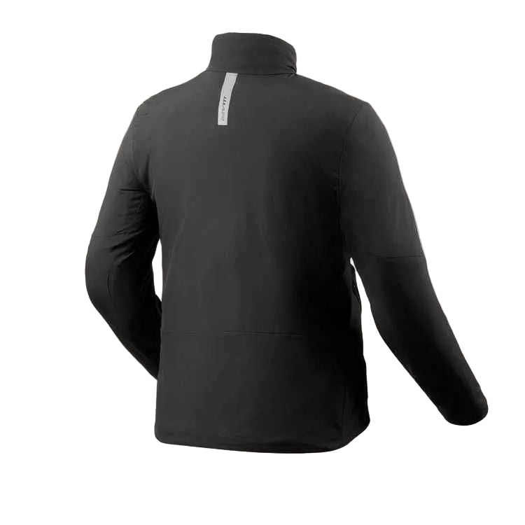 Black long-sleeve athletic jacket on a light gray background