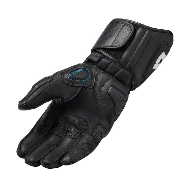 Black motorcycle glove on a white background