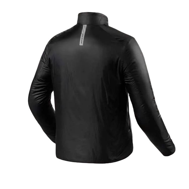Black jacket with a zipper on a light gray background