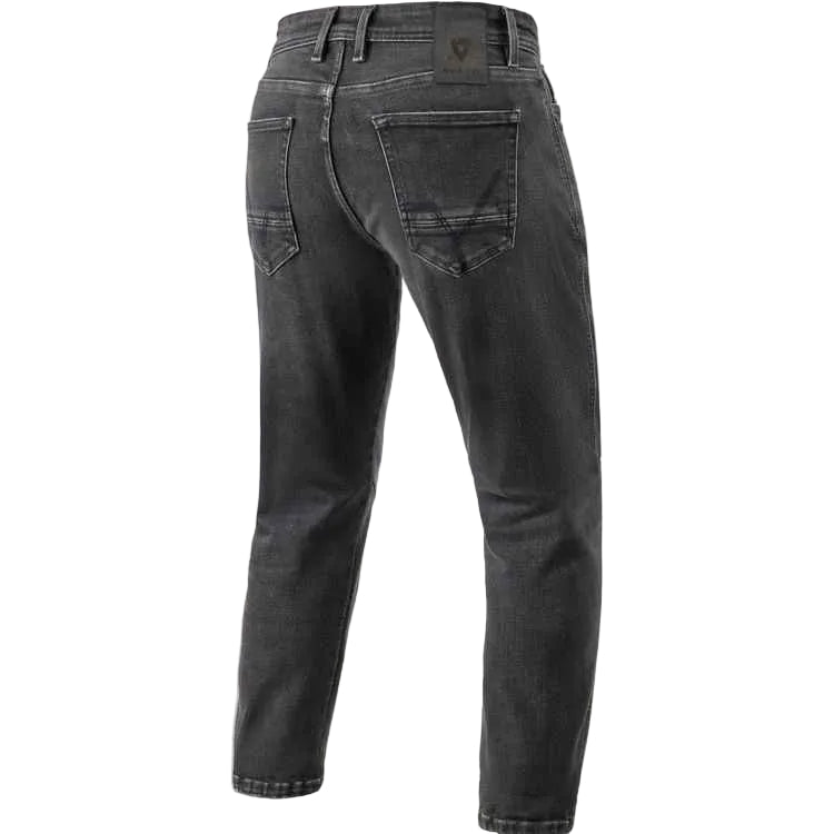Black jeans displayed on a white background