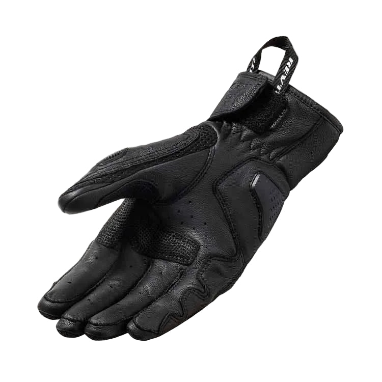 Black motorcycle glove on a white background